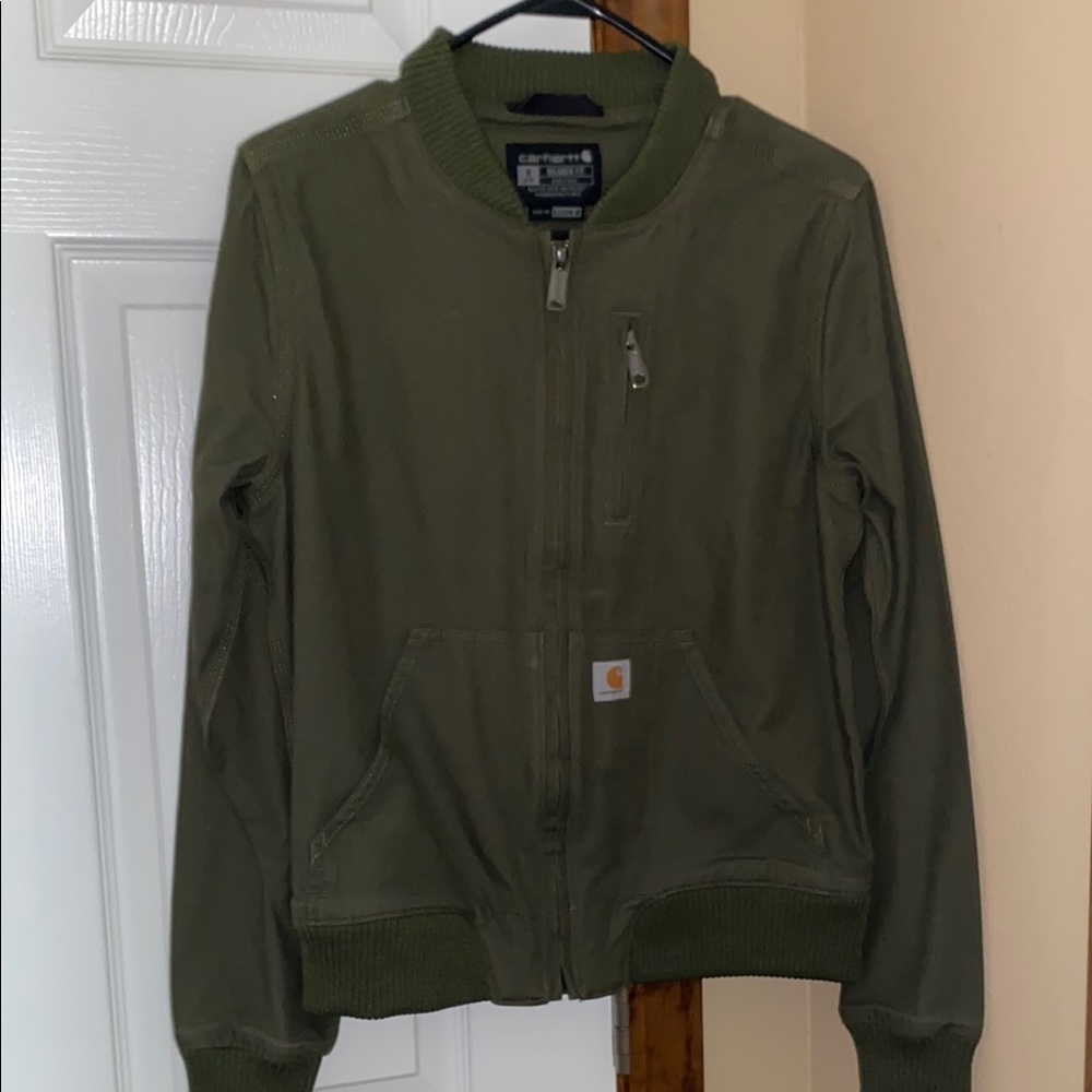 Carhartt Green Workwear Jacket Durable Zip-Up